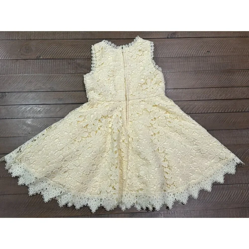 Rare Editions - Yellow Crochet A-Line Skater Dress - Girls Size 6
